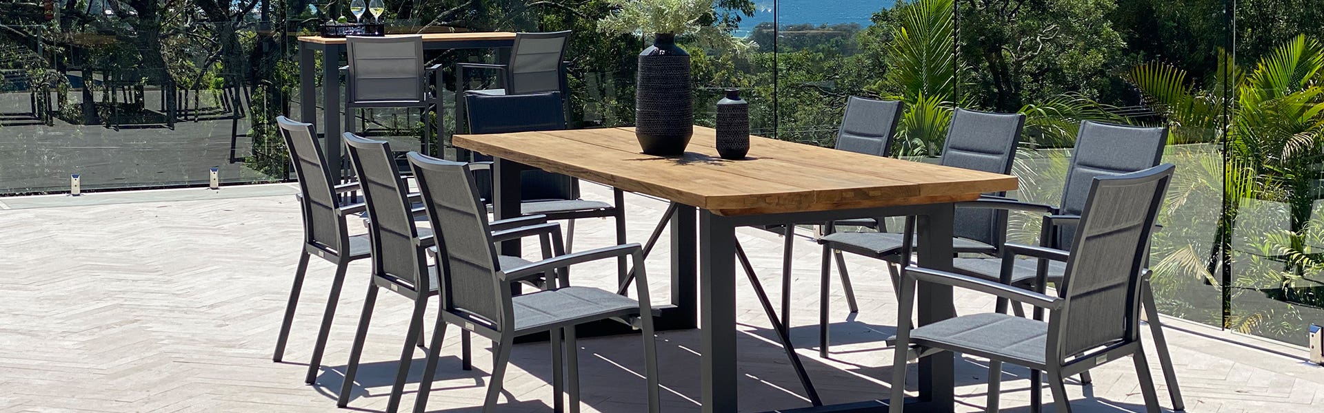 Teak Table with Aluminium Chairs 